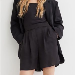 H&M black satin shorts